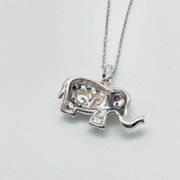 Elephant Charm Necklace GTR 925 Italy Diamond Chip Accents Original Tags Lucky - Picture 6 of 8